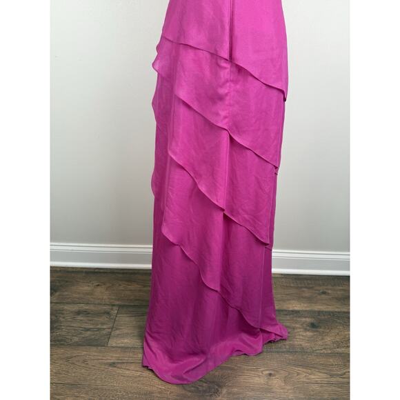 Vintage Y2K Cache Strapless Chiffon Long Formal Gown Dress Flowy Pink Sz 8 NWT - Picture 6 of 9